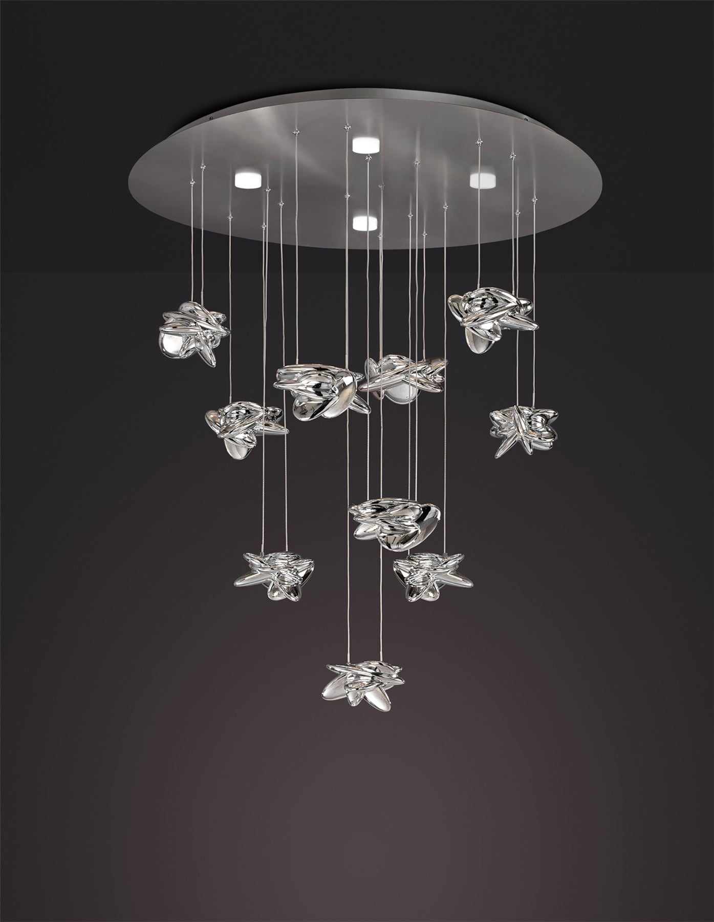 Mantra M5900 Nido Pendant 90cm Round 10 + 4 Lights 60W + 20W LED 3000K, 6560lm, Chrome, 3yrs Warranty Item Weight: 16.7kg