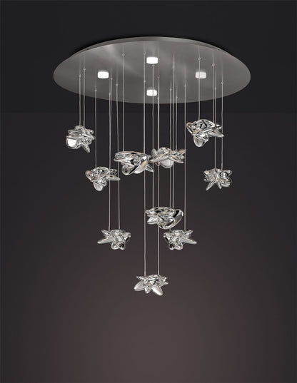 Mantra M5900 Nido Pendant 90cm Round 10 + 4 Lights 60W + 20W LED 3000K, 6560lm, Chrome, 3yrs Warranty Item Weight: 16.7kg