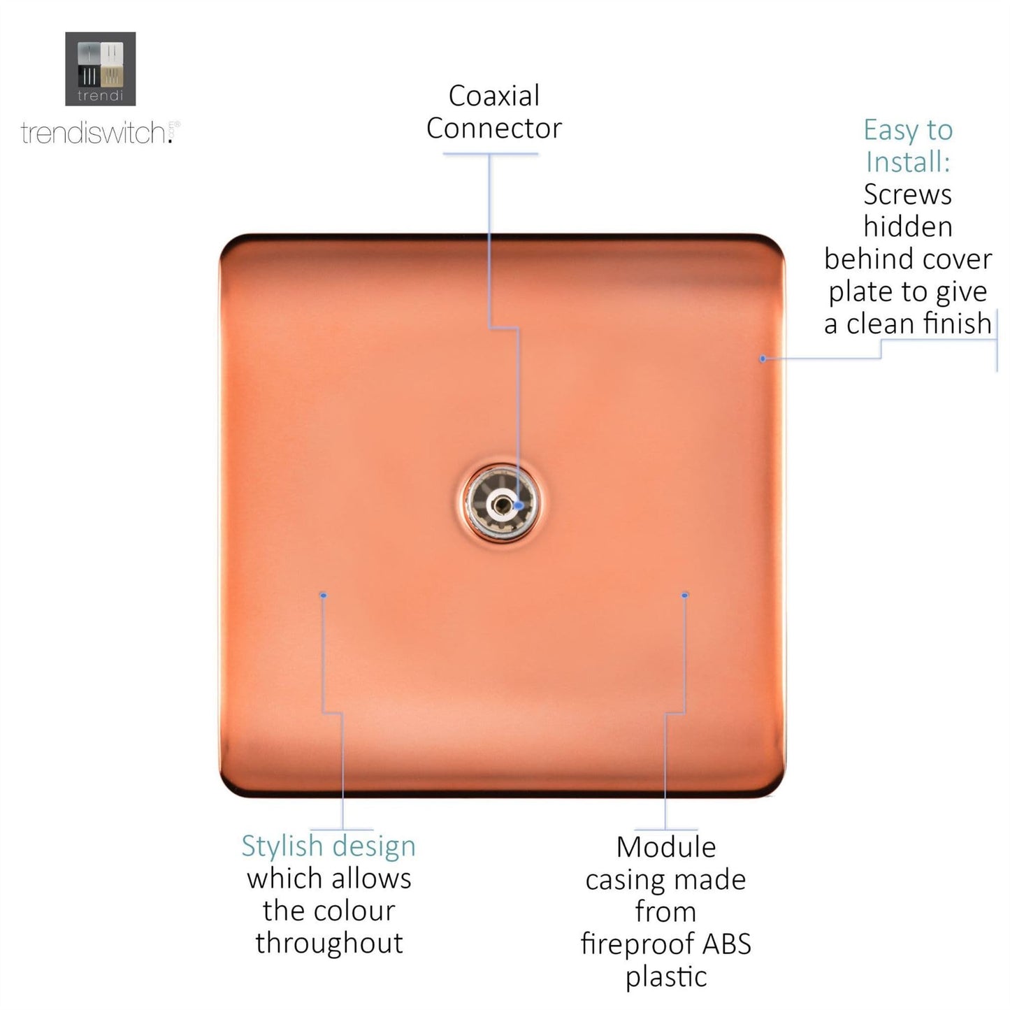 Trendi Artistic Modern Glossy Tactile TV Socket Copper