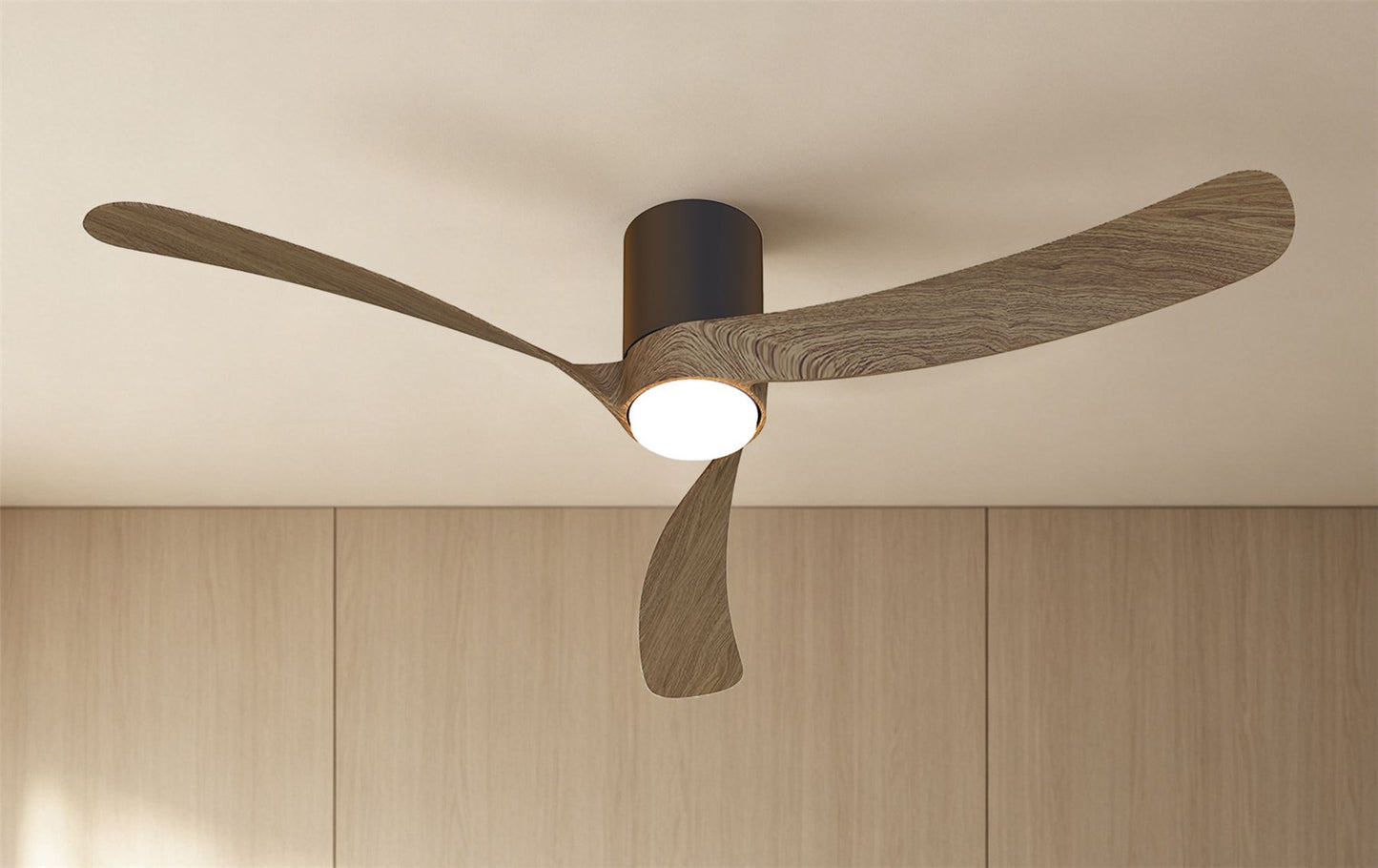 Nemo II L 1.3m 19W LED Dimmable Ceiling Light With Built-In 32W DC Fan, 3000-5000K Remote Control, 3800lm, Walnut/Black, 5yrs Warranty