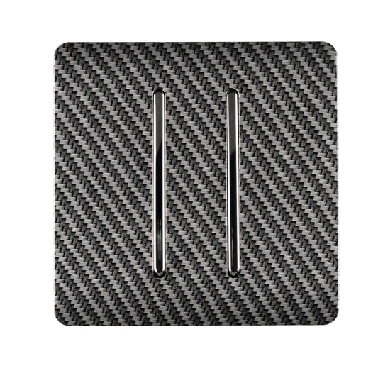 Trendi Switch 2 Gang Intermediate Rocker Modern Designer Light Switch in Carbon Fibre