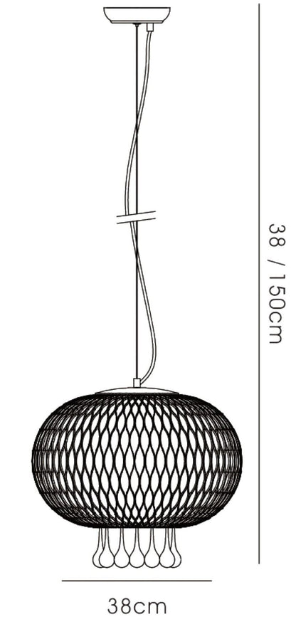 Diyas Chelsie 38cm Large  1 Light E27 Polished Chrome/Clear Beaded Glass Ceiling Pendant Light Fitting