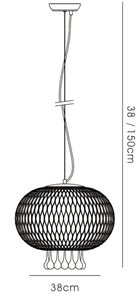Diyas Chelsie 38cm Large  1 Light E27 Polished Chrome/Clear Beaded Glass Ceiling Pendant Light Fitting