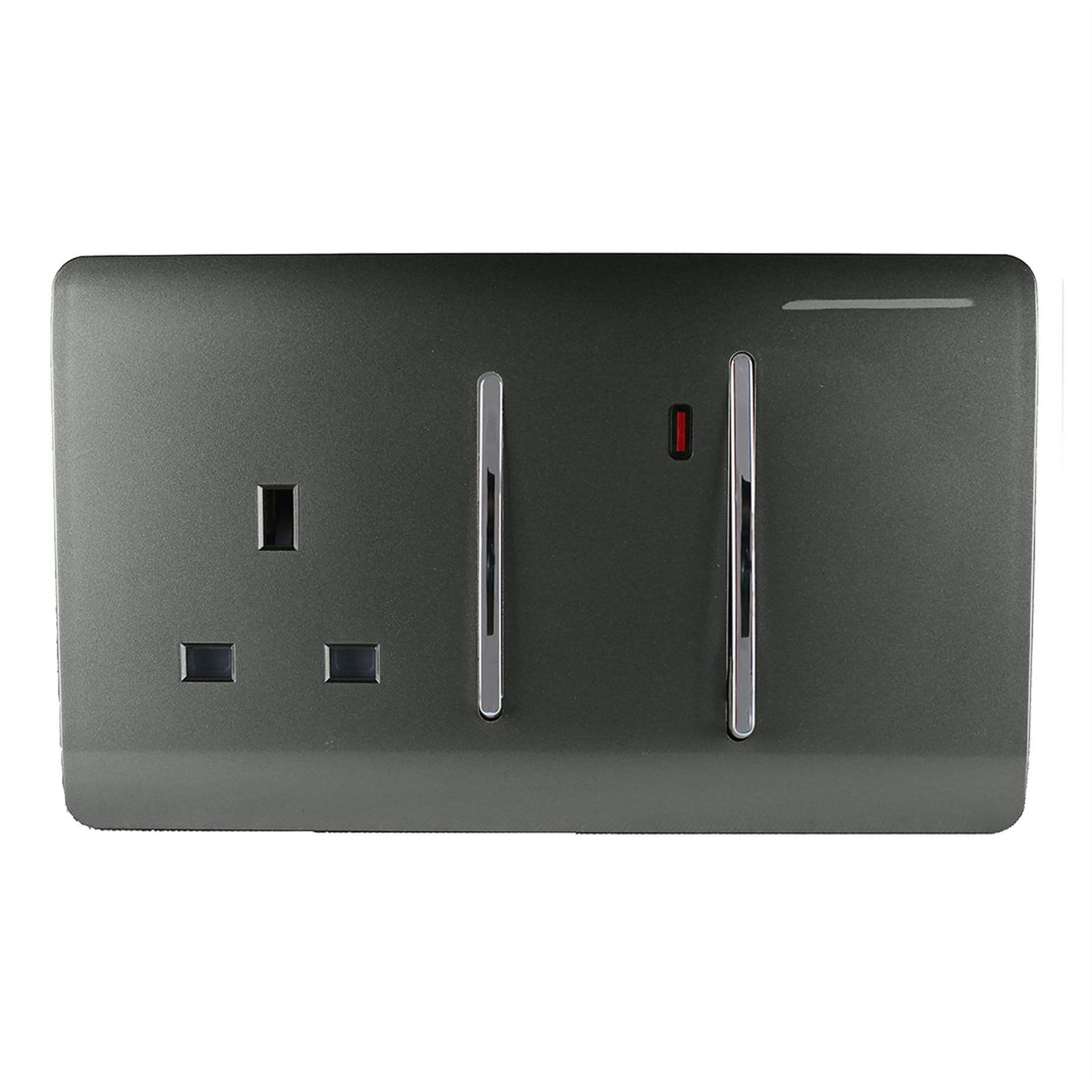 Trendi Artistic Modern Glossy 45 A Cooker Switch & Plug Socket Inc Neon Insert Charcoal