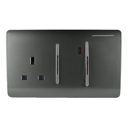 Trendi Artistic Modern Glossy 45 A Cooker Switch & Plug Socket Inc Neon Insert Charcoal