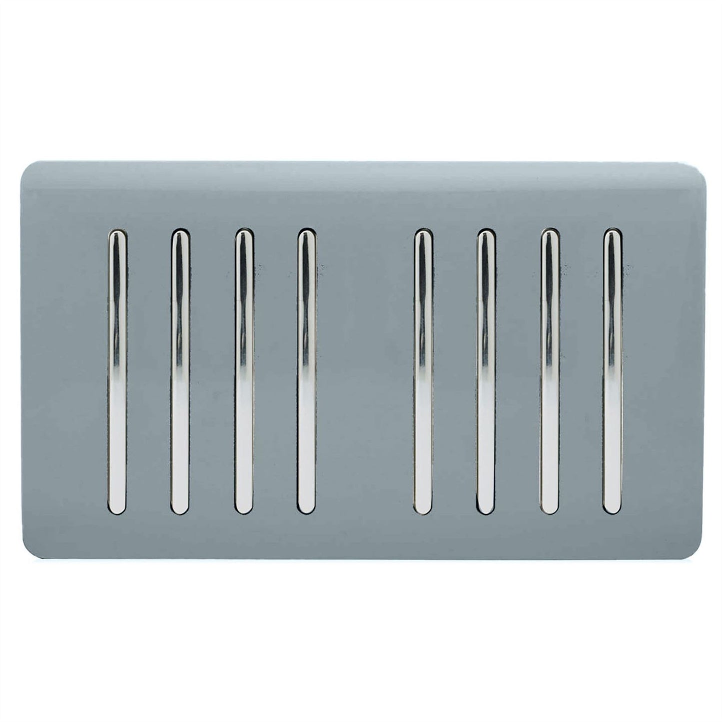 Trendi Artistic Modern Glossy 8 Gang 2 Way Rocker  Double Plate Tactile Light Switch Cool Grey