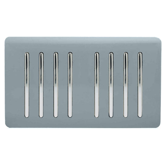 Trendi Artistic Modern Glossy 8 Gang 2 Way Rocker  Double Plate Tactile Light Switch Cool Grey