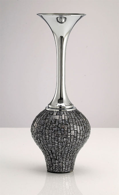 Diyas Home (DH) Silvia Mosaic Vase Funnel Black/Chrome Mosaic