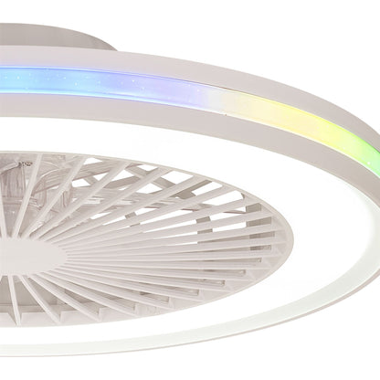 Gamer 53cm 60W LED Dimmable White/RGB Ceiling Light With Built-In 26W DC Reversible Fan, c/w Remote Control, 4200lm, White