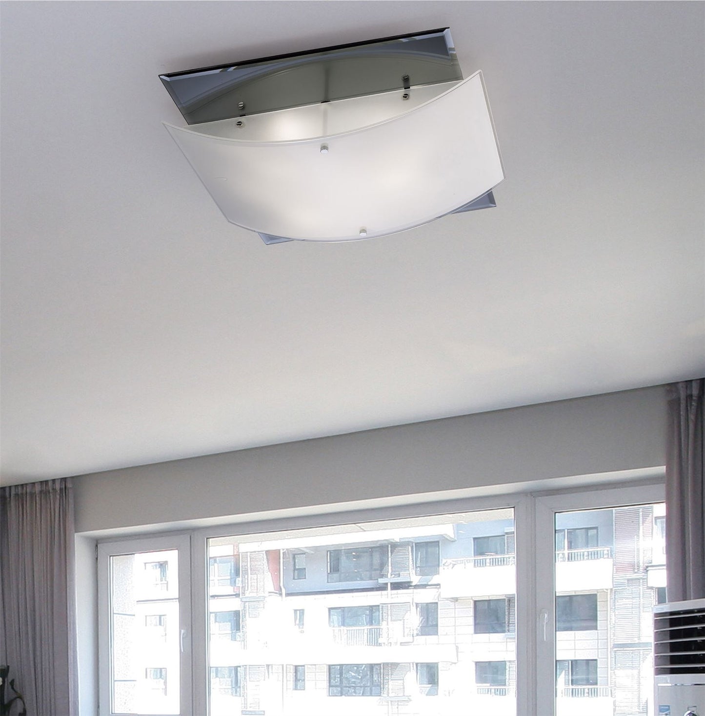 Diyas Vito Flush  3 Light E27 Polished Chrome/Mirror Ceiling Light Fitting