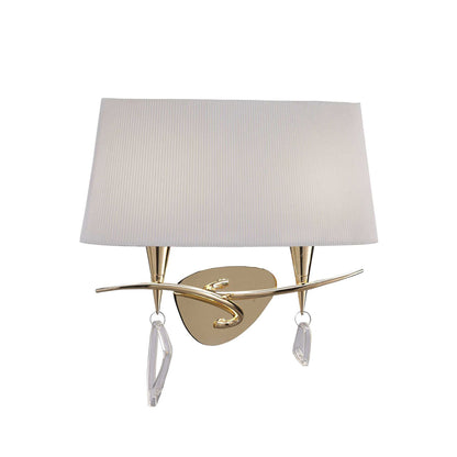 Mantra Mara Wall Light Switched 2 Light E14, French Gold with Ivory White Shade