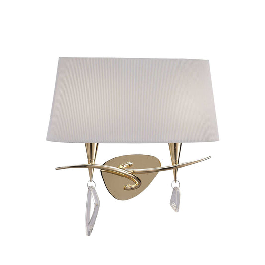 Mantra Mara Wall Light Switched 2 Light E14, French Gold with Ivory White Shade