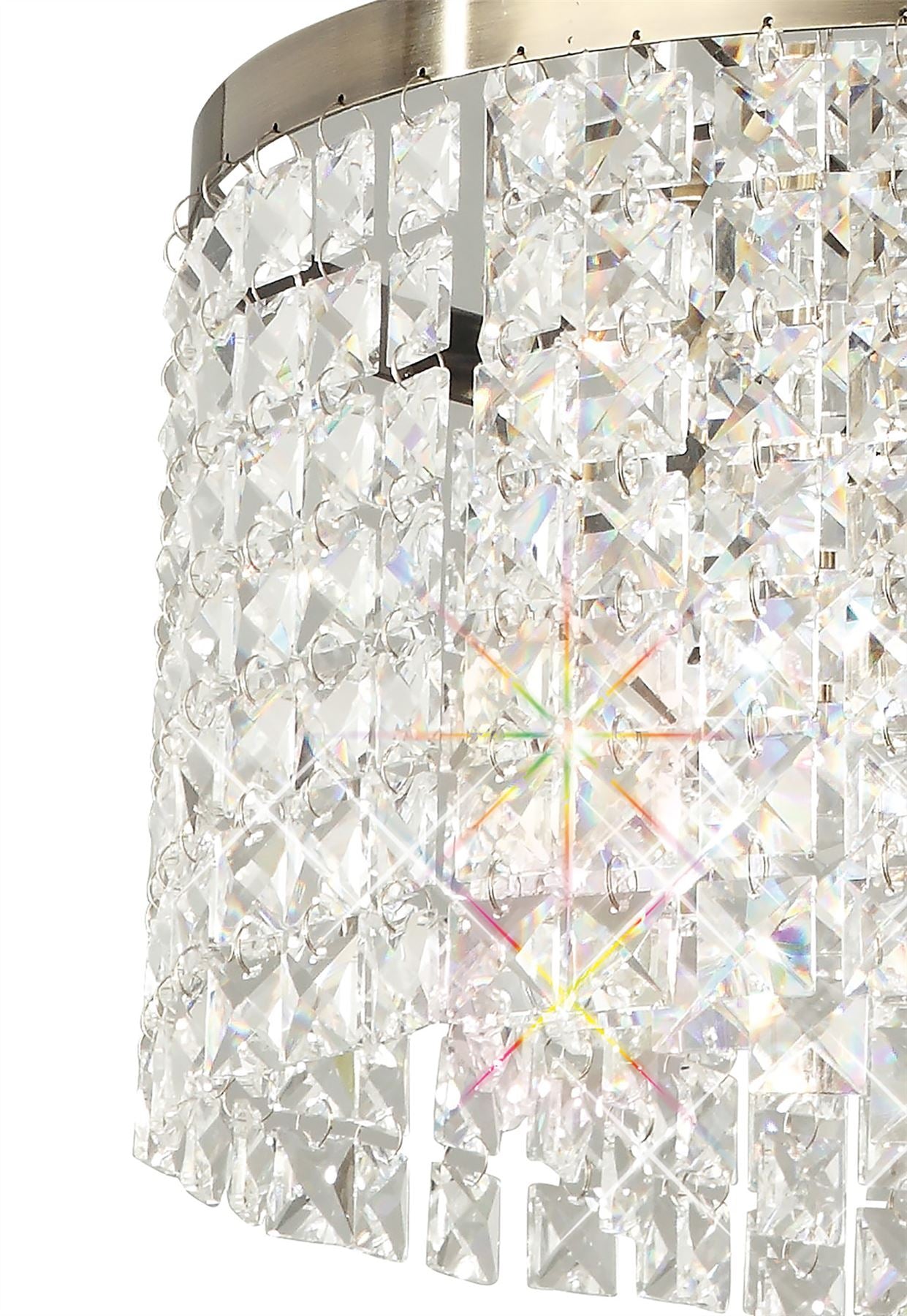 Diyas Cortina 40cm Telescopic  6 Light G9 with Adjustable Rings Antique Brass/Crystal Ceiling Pendant Light Fitting