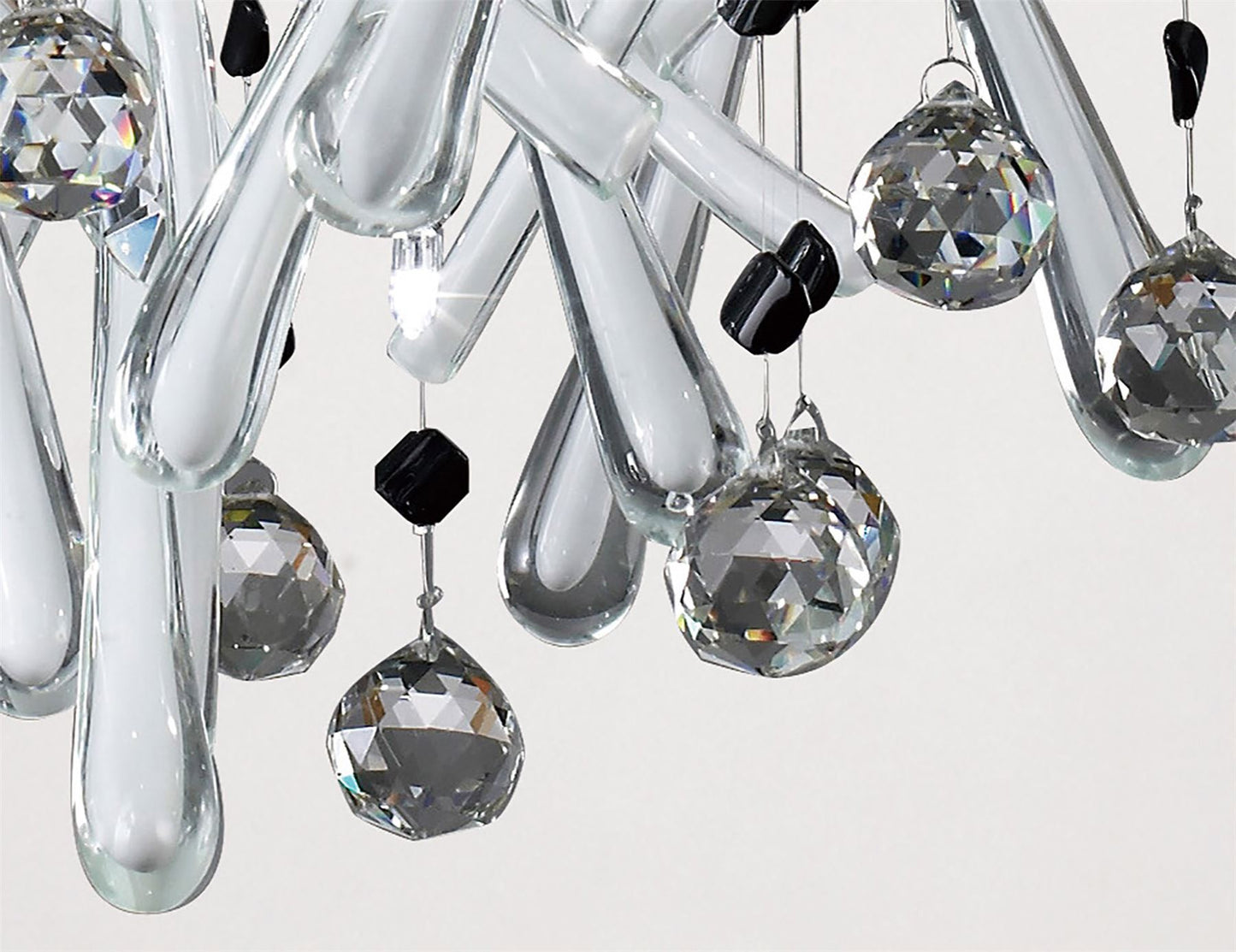 Diyas Class  Square 10 Light G4 Polished Chrome/White Glass/Crystal, NOT LED/CFL Compatible Ceiling Pendant Light Fitting