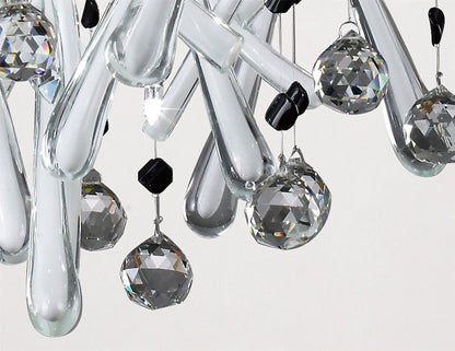 Diyas Class  Square 10 Light G4 Polished Chrome/White Glass/Crystal, NOT LED/CFL Compatible Ceiling Pendant Light Fitting