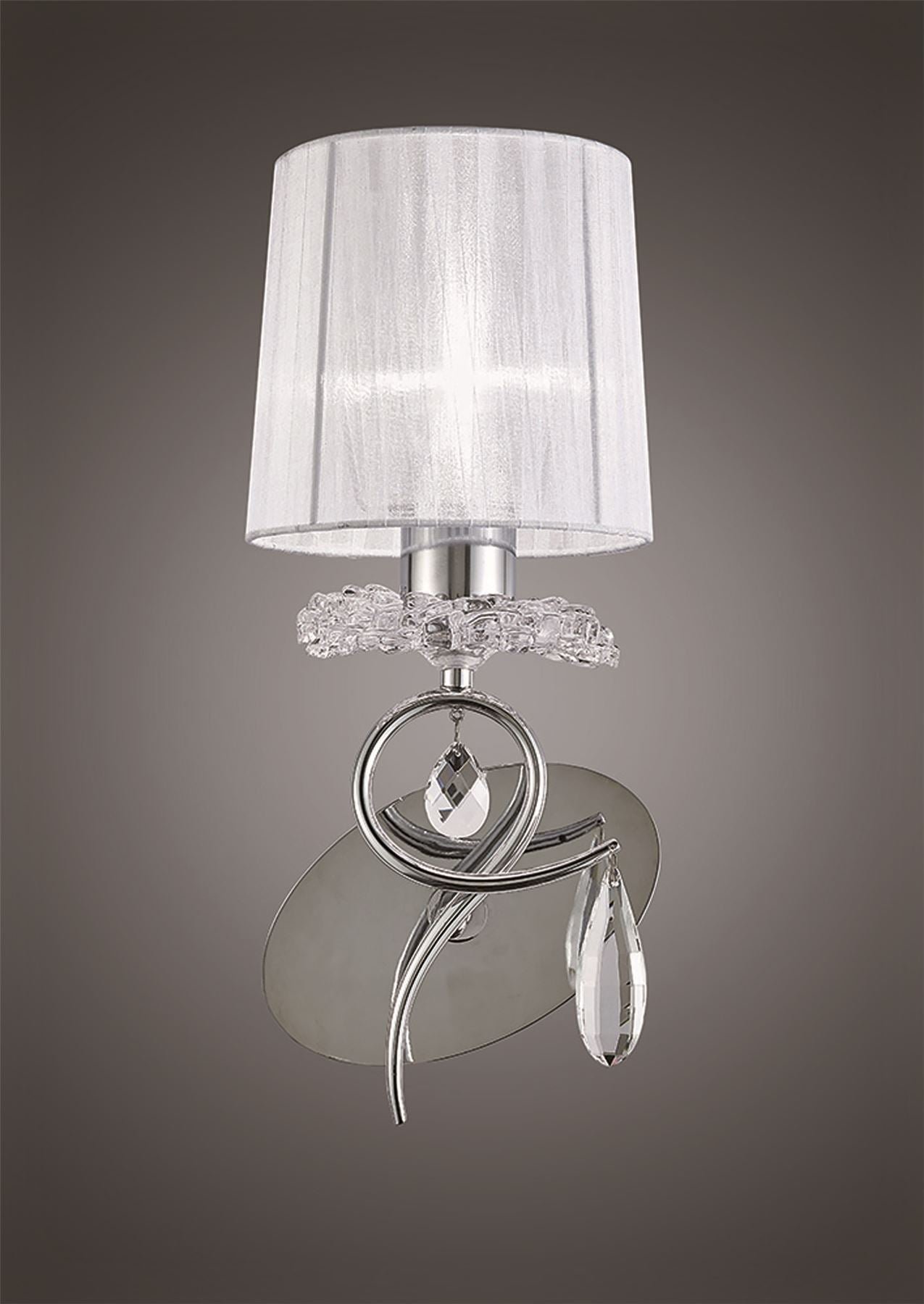 Mantra M5277 Louise Wall Light 1 Light E27 with White Shade Polished Chrome/Clear Crystal