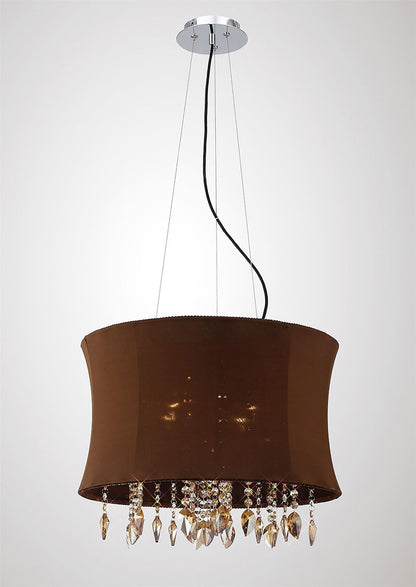 Diyas Niki 50cm  4 Light E14 with Brown Shade Polished Chrome/Coffee Crystal Ceiling Pendant Light Fitting