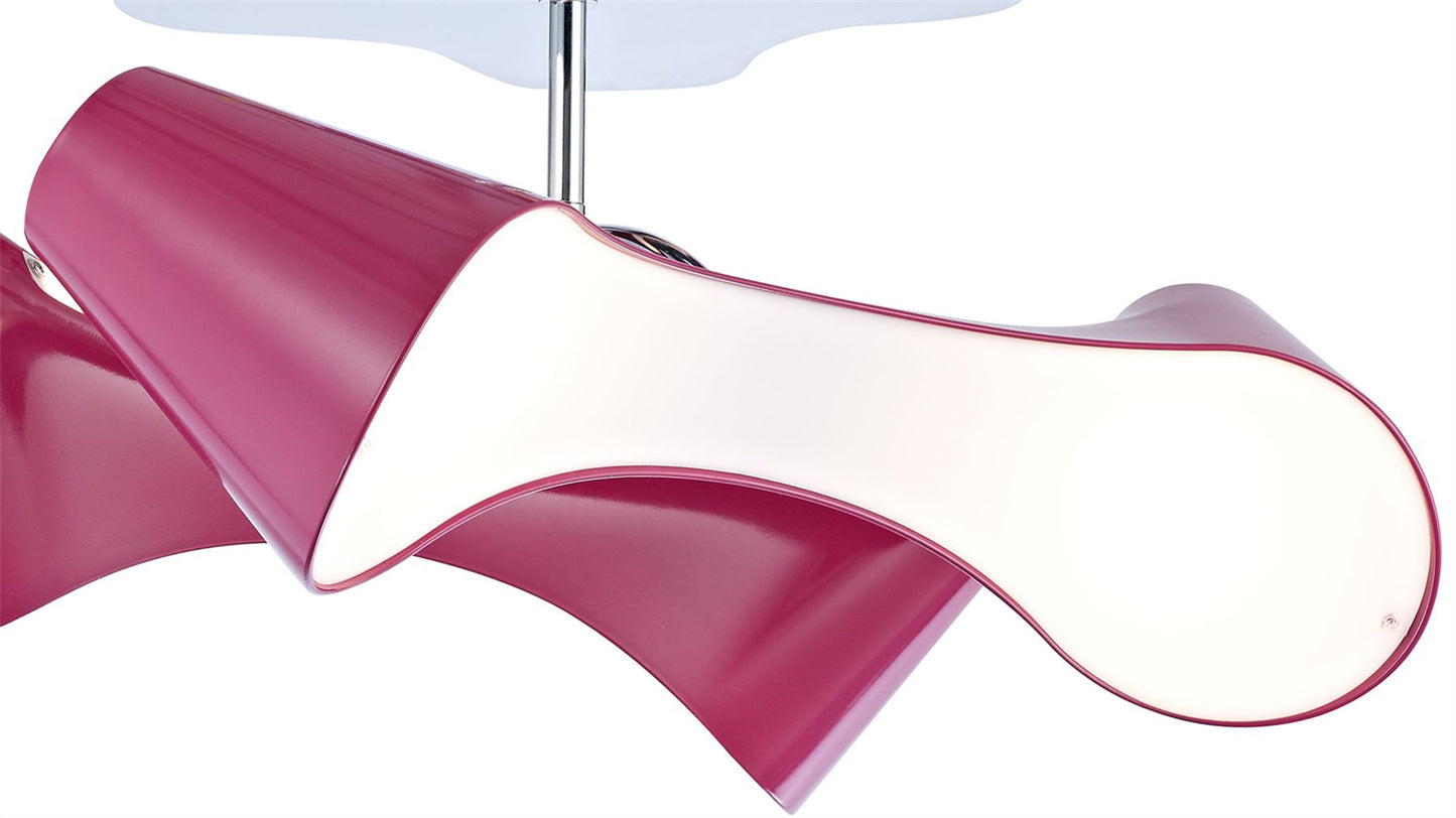 Mantra Ora Rectangular Ceiling 2 Arm 4 Light E27, Gloss Purple/White Acrylic/Polished Chrome, CFL Lamps INCLUDED