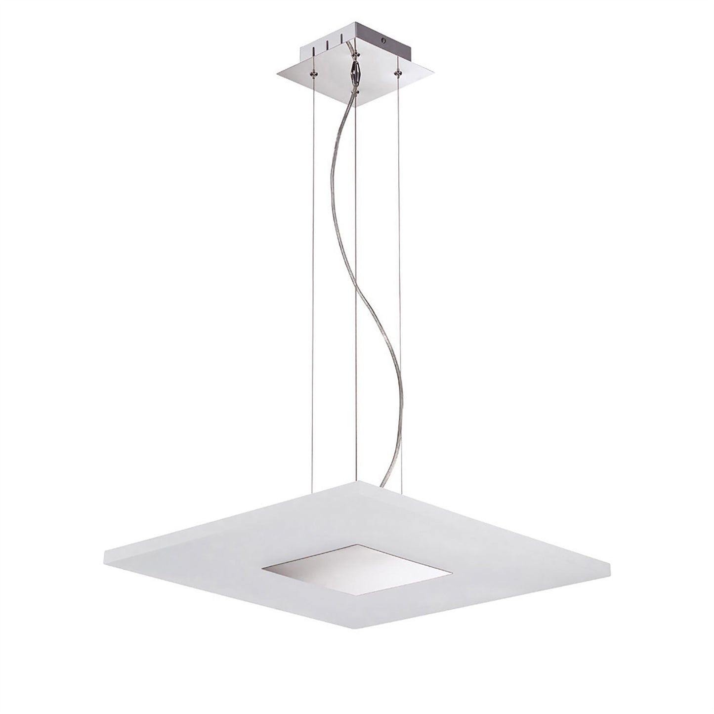 Mantra Fusion Notte Pendant 28W LED Square 3000K, 1700lm, Polished Chrome/Frosted Acrylic, 3yrs Warranty