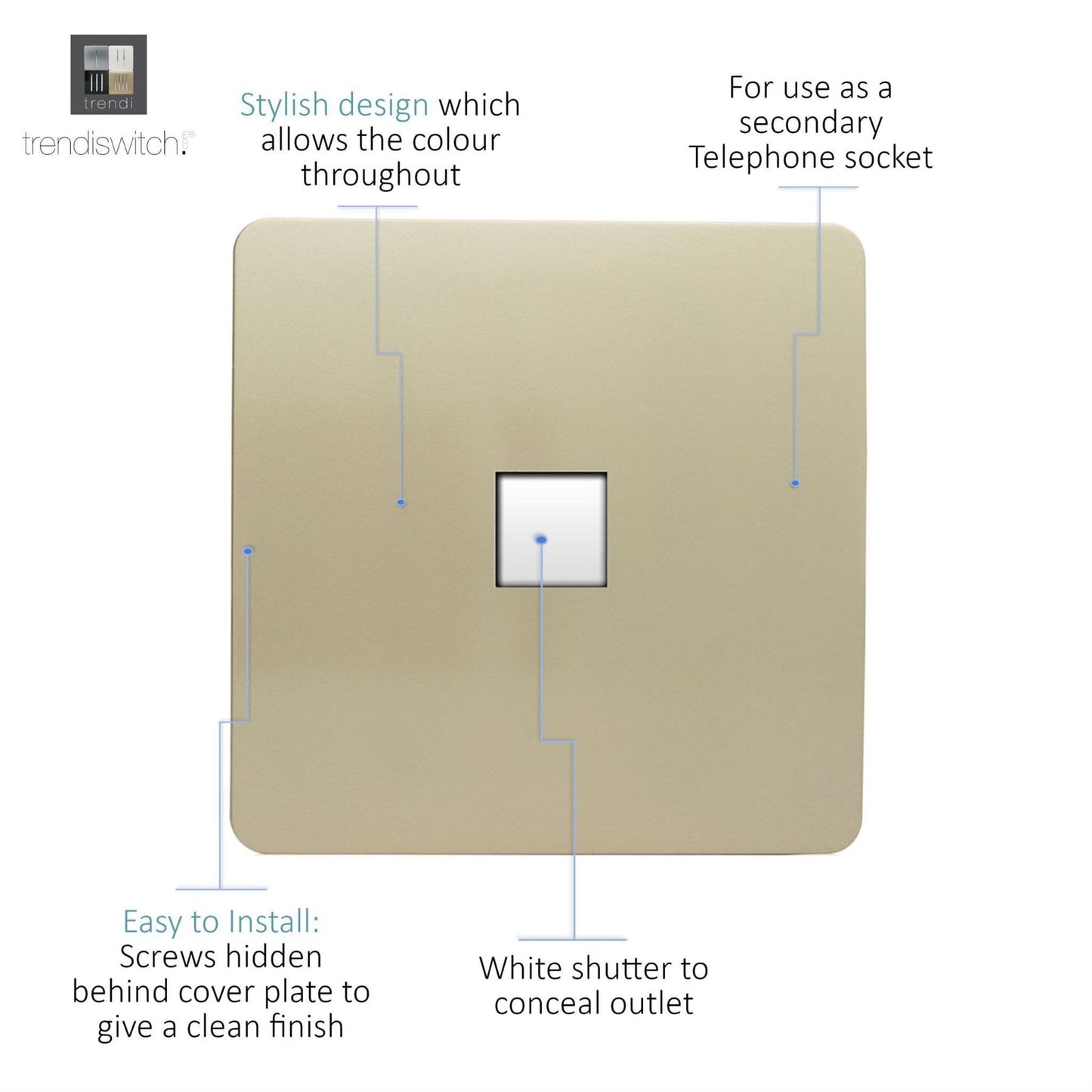 Trendi Artistic Modern Glossy Tactile Telephone Socket Gold ART-TLPGO