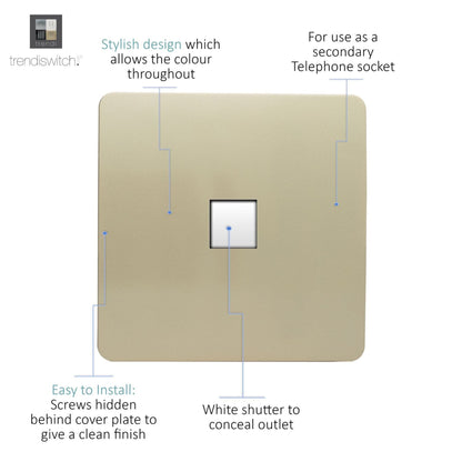 Trendi Artistic Modern Glossy Tactile Telephone Socket Gold ART-TLPGO