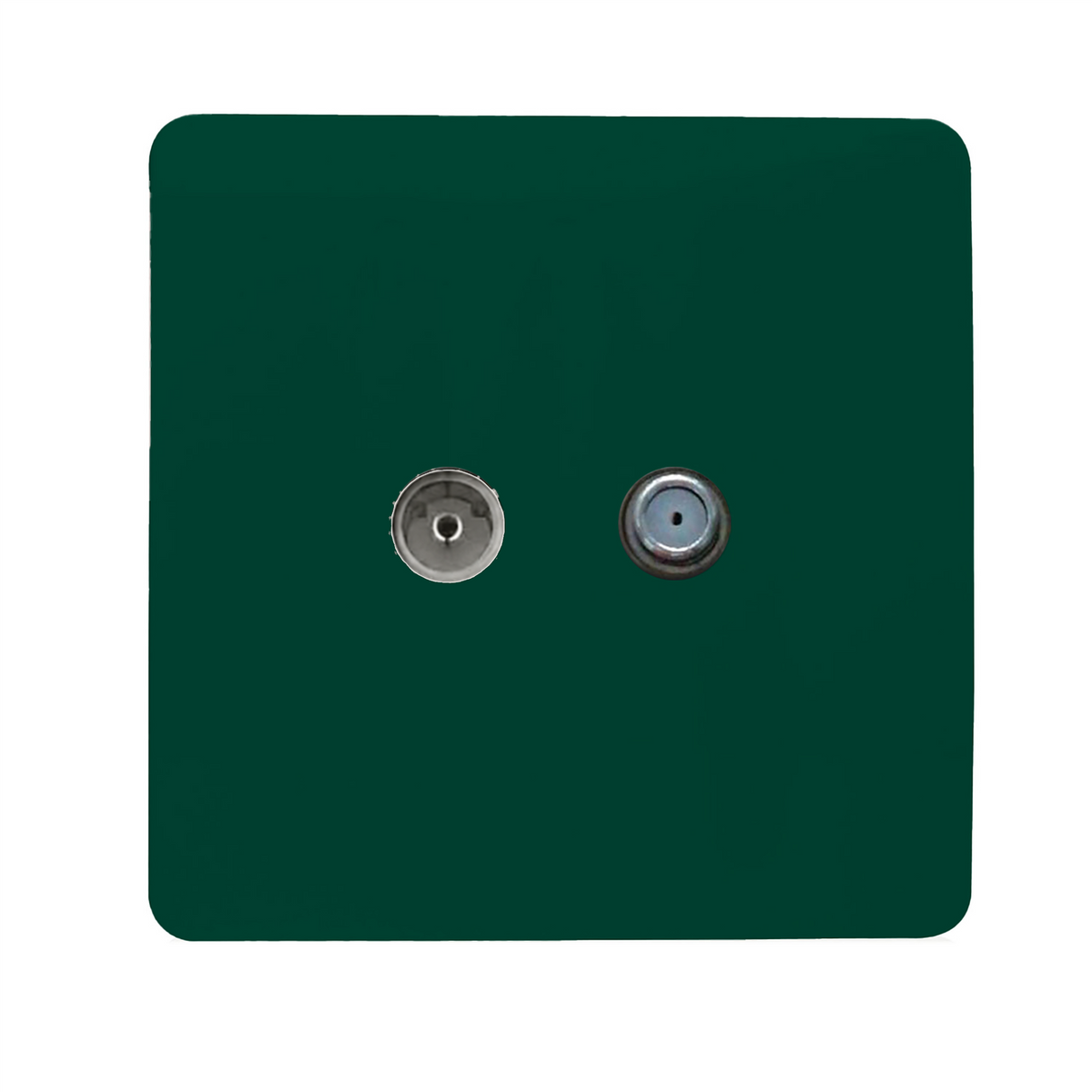 Trendi Switch Dark Forest Green TV Coaxial & F-Type Satellite Socket - Screwless