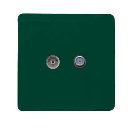 Trendi Switch Dark Forest Green TV Coaxial & F-Type Satellite Socket - Screwless