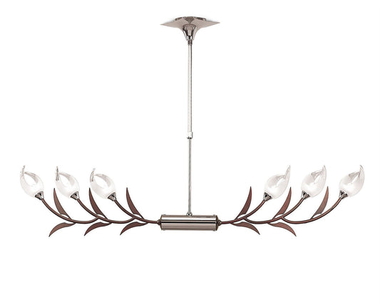 Mantra Holland Telescopic Linear Pendant Line 6 Light G9, Polished Chrome, Wenge