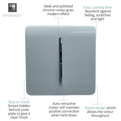 Trendi Artistic Modern Glossy Tactile Auto Retractive Door Bell Switch Cool Grey