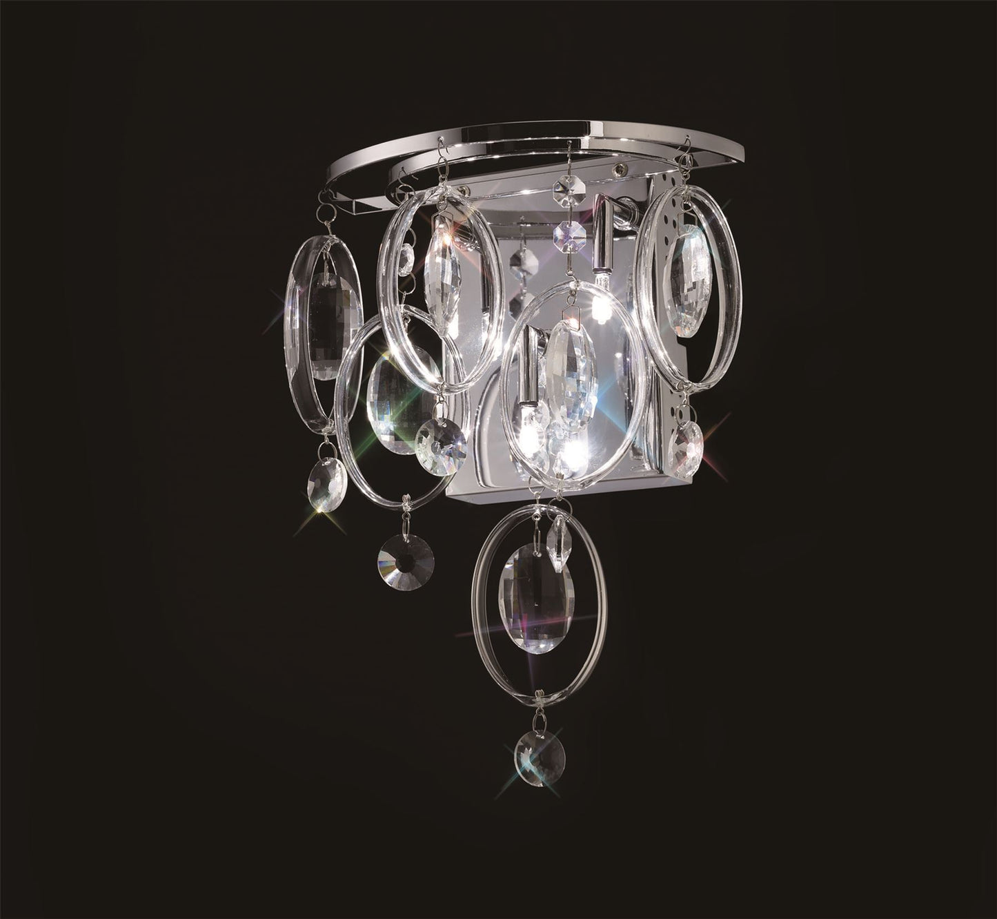 Diyas Solana Wall Light 3 Light G4 Polished Chrome/Crystal, NOT LED/CFL Compatible