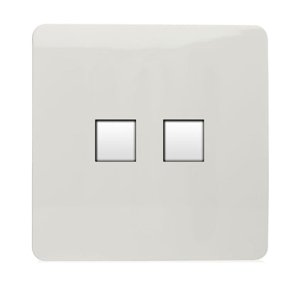 Trendi Switch 2 Gang RJ45 Cat 6 Modern Designer PC Ethernet Socket in Ice White