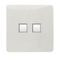 Trendi Switch 2 Gang RJ45 Cat 6 Modern Designer PC Ethernet Socket in Ice White