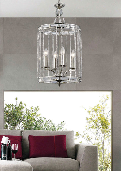 Diyas Adina  4 Light E14 Polished Nickel/Crystal Ceiling Pendant Light Fitting