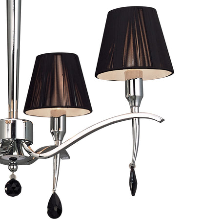 Mantra M0343 Siena Pendant Round 4 Light E14, Polished Chrome with Black Shades and Black Crystal