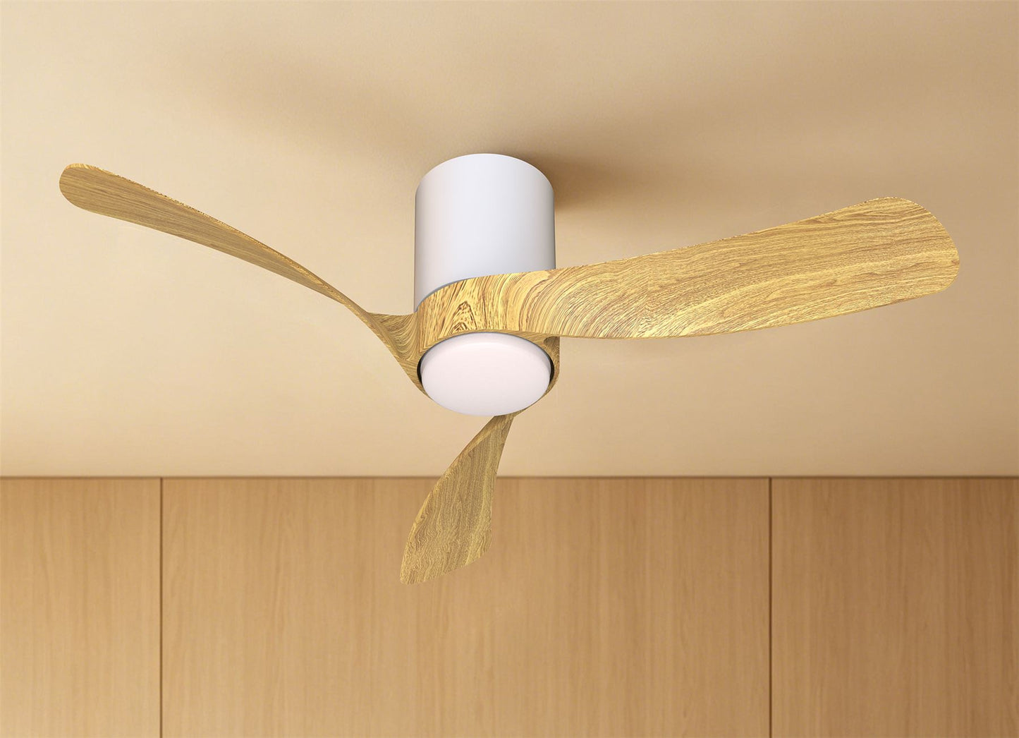 Nemo S 97cm 24W LED Dimmable Ceiling Light With Built-In 30W DC Fan, 2700-5000K Remote Control, 3200lm, White/Wood, 5yrs Warranty