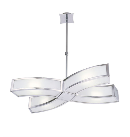 Mantra M0404 Duna Rectangular Telescopic Semi Flush Convertible 4 Light E27, Polished Chrome/White Acrylic, CFL Lamps INCLUDED