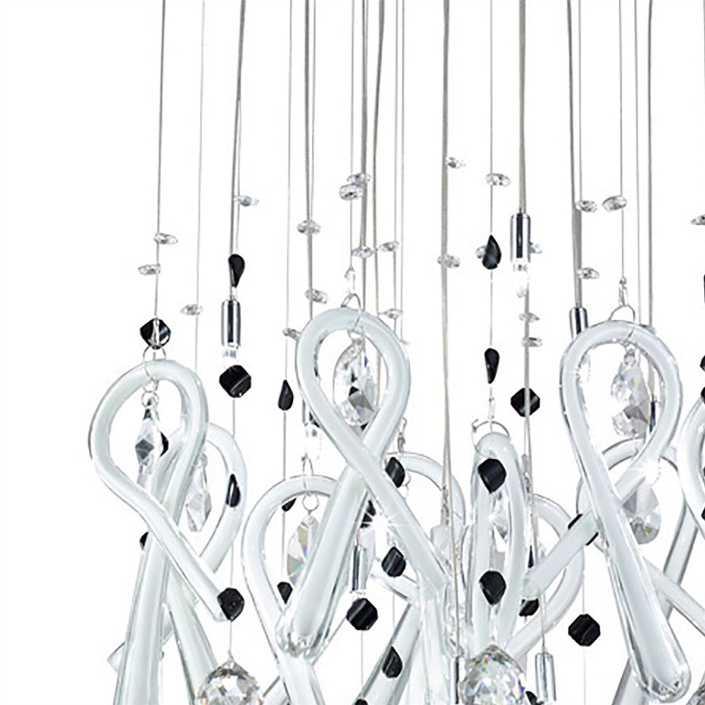Diyas Class 45cm  Round 10 Light G4 Polished Chrome/White Glass/Crystal, NOT LED/CFL Compatible Ceiling Pendant Light Fitting