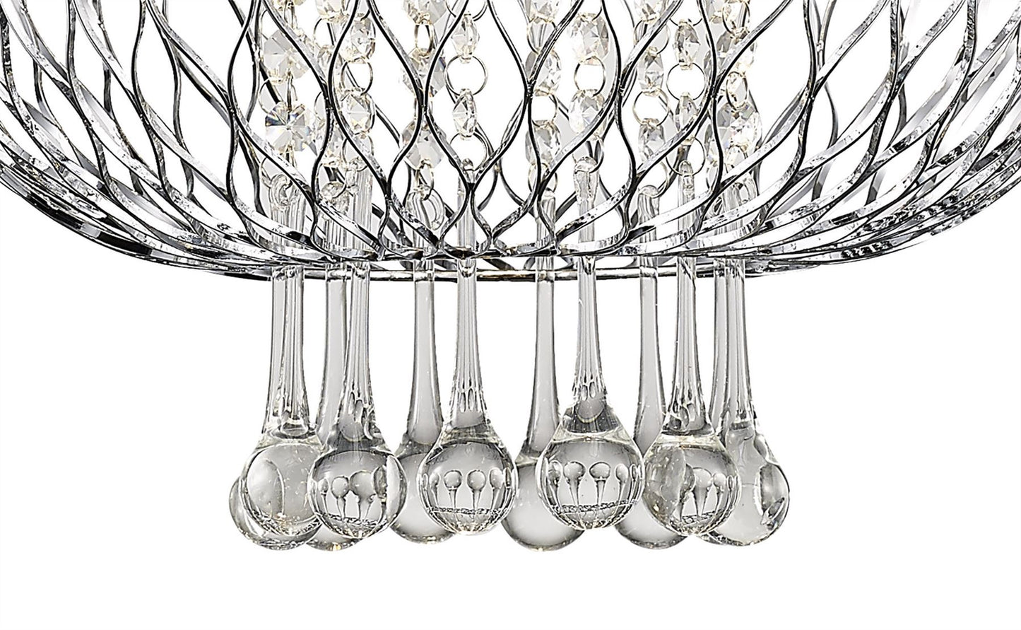 Diyas Chelsie 38cm Large  1 Light E27 Polished Chrome/Clear Beaded Glass Ceiling Pendant Light Fitting