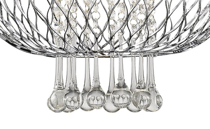 Diyas Chelsie 38cm Large  1 Light E27 Polished Chrome/Clear Beaded Glass Ceiling Pendant Light Fitting