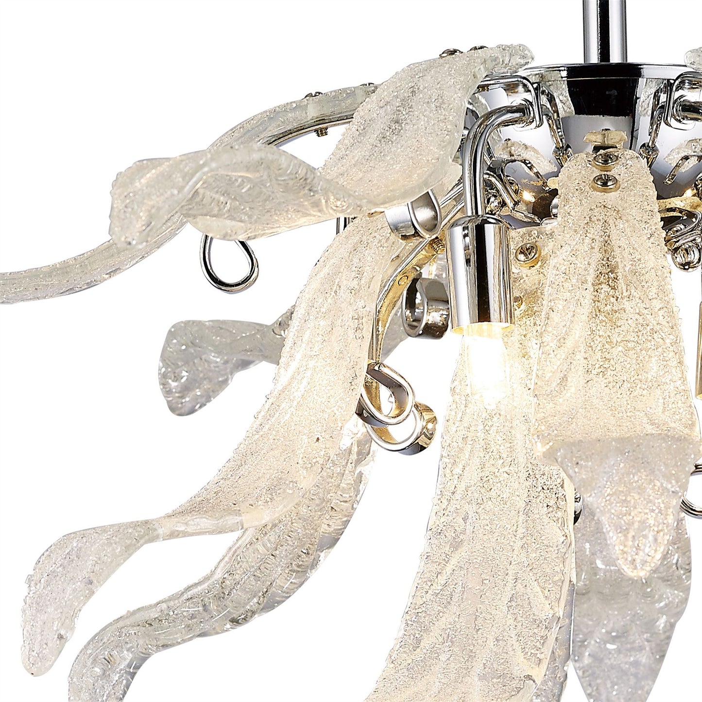 Diyas Lily 55cm  6 Light G9 Polished Chrome/Sand Glass Ceiling Light Fitting