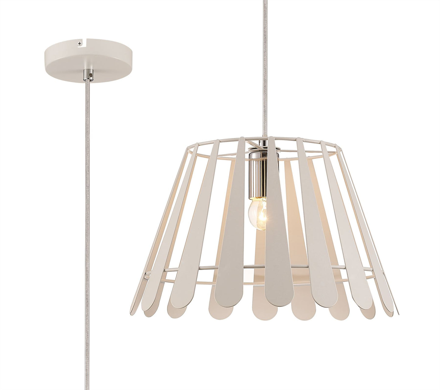 Deco Somerset Pendant 1 Light E27 White/Polished Chrome