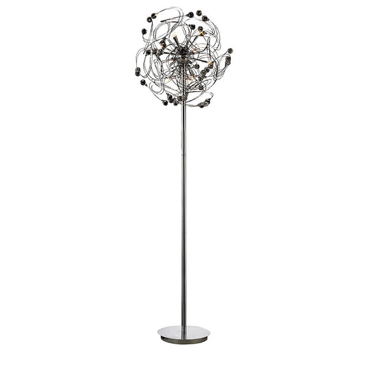Diyas Messe Floor Lamp 12 Light G4 Polished Chrome/Crystal, NOT LED/CFL Compatible
