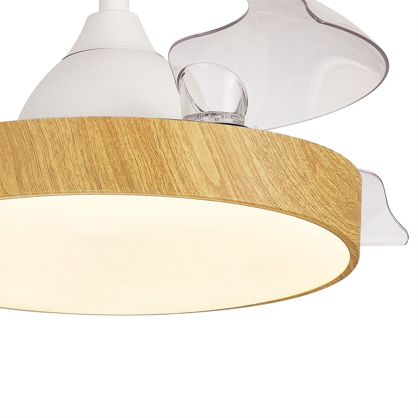 Alaska 43cm 45W LED Dimmable Ceiling Light With Built-In 25W DC Fan, 2700-5000K Remote & APP Control, 2500lm, Wood, 5yrs Warranty