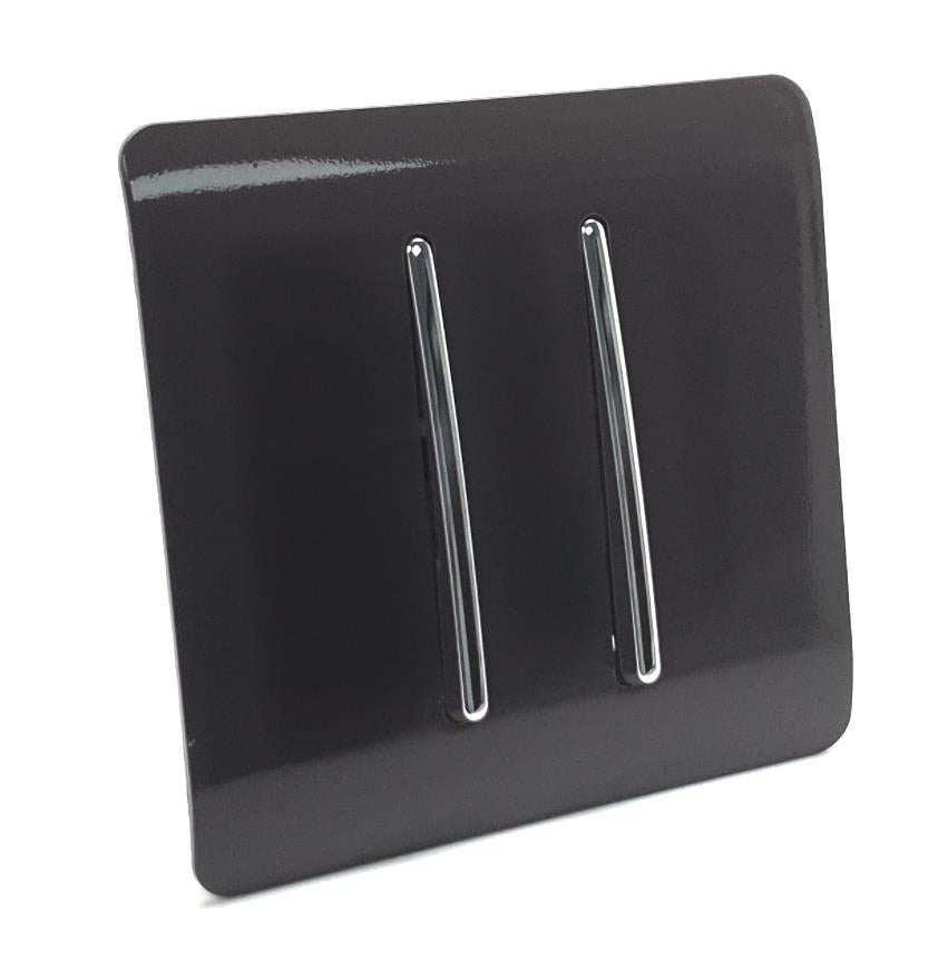 Trendi 2 Gang Artistic Modern Glossy Tactile Home Automation Switch Dark Brown