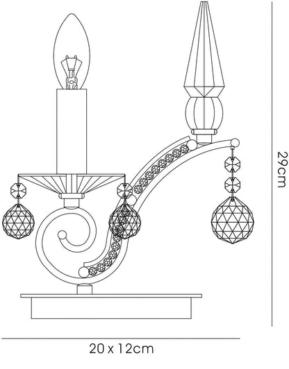 Diyas Tara Crystal Table Lamp 1 Light E14 Black Chrome, NOT LED/CFL Compatible