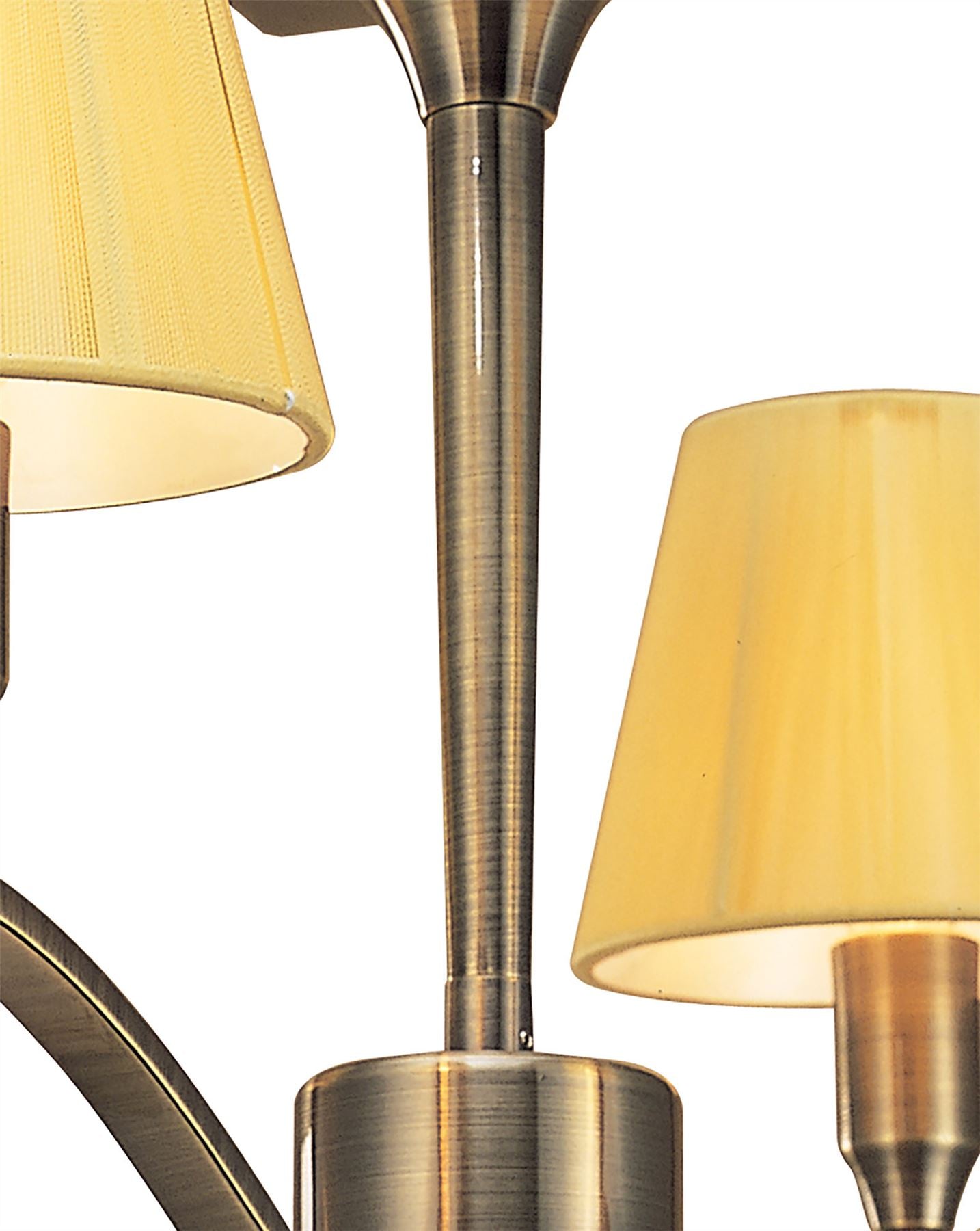 Mantra Siena 55cm Semi Flush Round 4 Light E14, Antique Brass with Amber Cream Shades and Amber Crystal