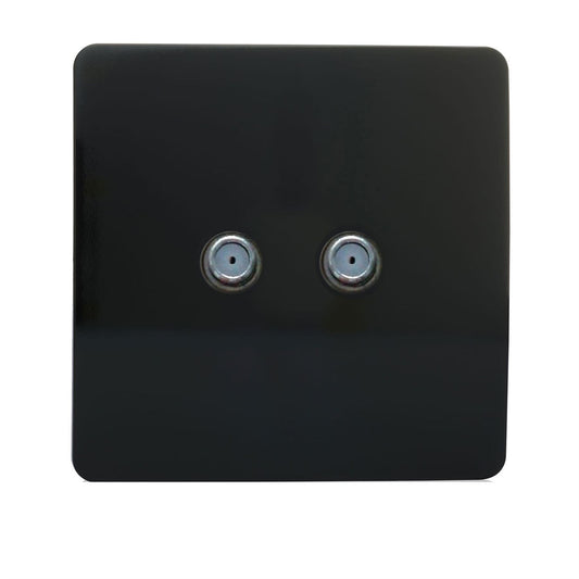 Trendi Switch 2 Gang Male F-Type Satellite Television Socket in Piano Black