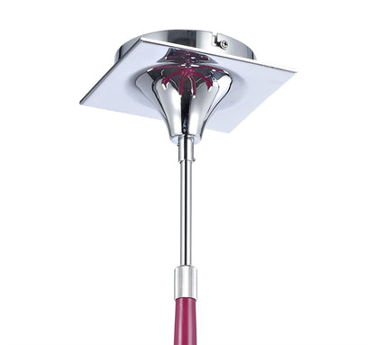 Mantra Ora 77cm Telescopic Convertible To Semi Flush 6 Light E27, Gloss Purple/White Acrylic/Polished Chrome, CFL Lamps INCLUDED
