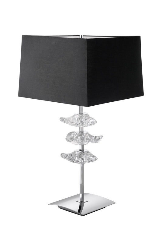 Mantra M0793 Akira Table Lamp 2 Light E27, Polished Chrome with Black Shade