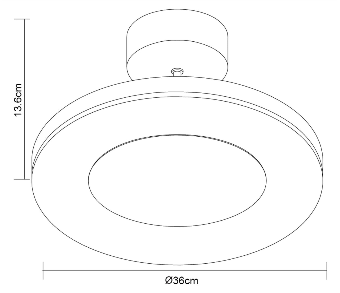 Mantra Hemisferic 36cm Ceiling 1 X 28W LED Round 3000K, 1800lm, Satin Aluminium/Frosted Acrylic, 3yrs Warranty Ceiling